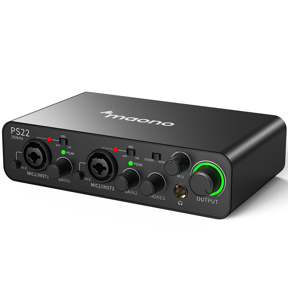Audio Music Production - MAONO PS22 Interfaccia Audio Professionale, Mixer,