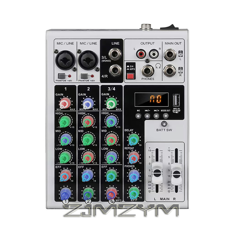 Audio Mixer 4 Channel - Mixer Audio Bluetooth RGB a 4