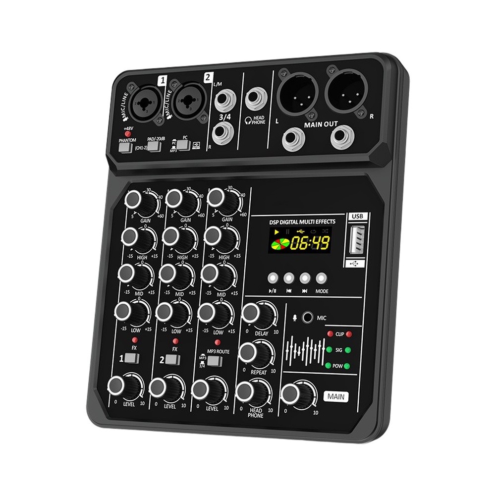 Audio Music Production - Mixer Audio Portatile a 4 Canali