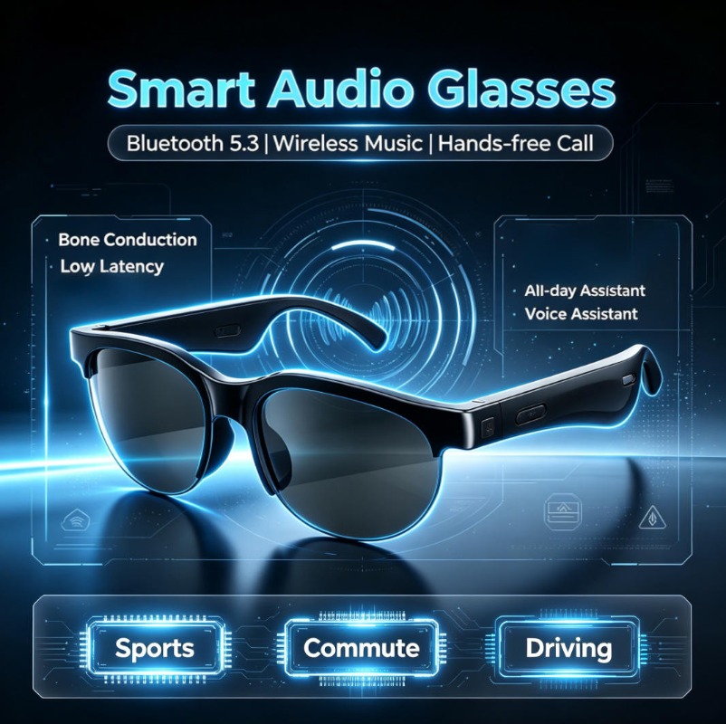 Audio Music Play - Occhiali Audio Intelligenti con Traduzione AI,