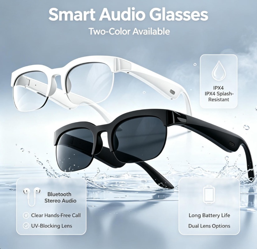 Audio Music Bluetooth - Occhiali Audio Intelligenti a 2 Colori,